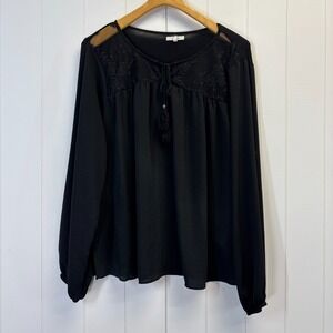 Maurices Womens Whimsigoth Boho Lace Top Size XL Fairy Grunge Peasant Romantic